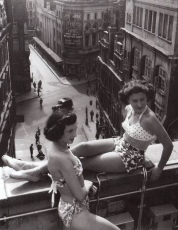 twin gal pal swimwear 1950s roof top