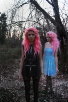 Twins pink hair