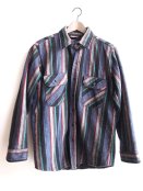 Fields and Streams - 1990s Grunge Surf Striped Blanket Shirt