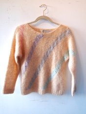 EOF - suddenly seeking sweater girls- pink stripe mohair sweater