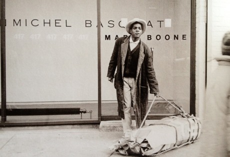 EOF STYLE IDOL- BASQUIAT POSES INFRONT OF MATT BOONE GALLERY IN NYC- VINTAGE