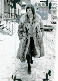 A model wears an "Arctic Long" mink coat in this Women's Wear Daily photo. Feb. 7, 1973. Morgue01