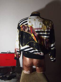 The Eye of Faith {Vintage} Blog Shop - Mens Vintage 1980s Bad Ass All Over Nautical Graphic Chain Print Bomber Jacket-1